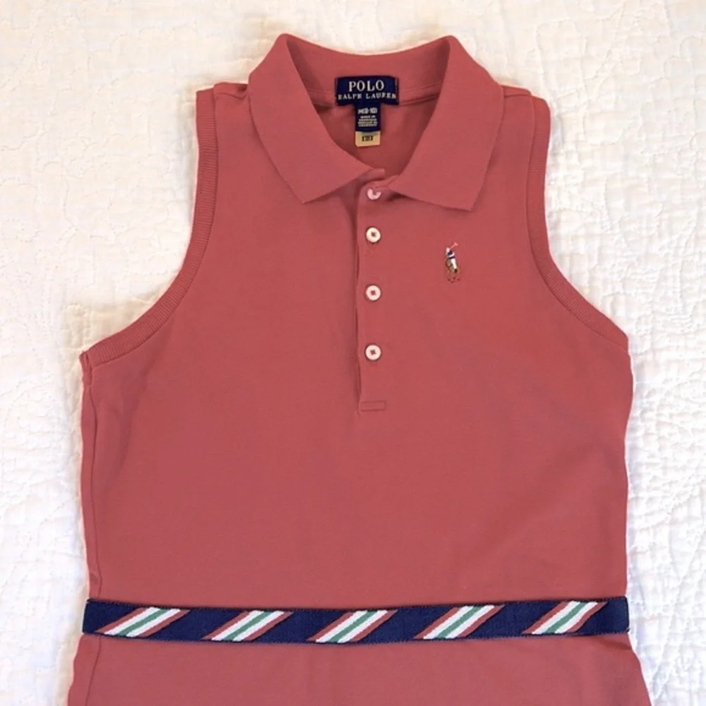 Polo by Ralph Lauren Dusty Rose Sleeveless Polo Dress with Striped Waistband